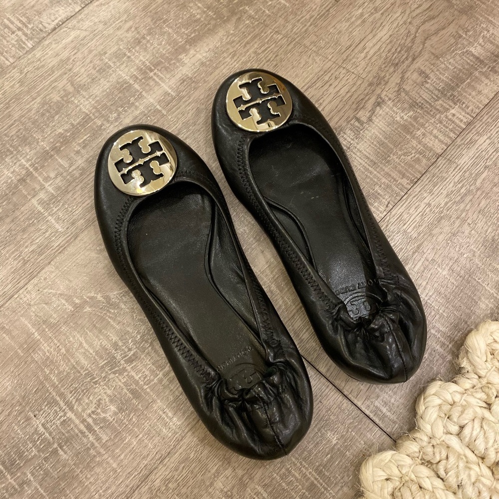 Tory Burch Black Minnie Travel Ballet Flat